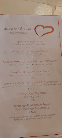 Gustaosteria à Florence menu