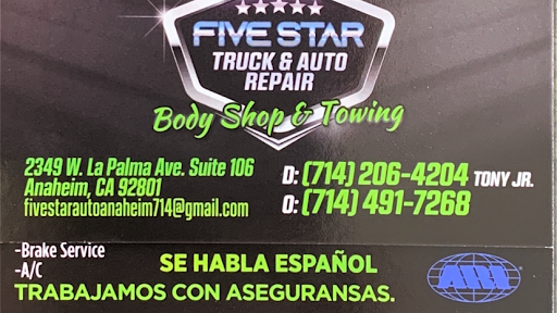 Auto Repair Shop «5 Star Auto & Truck Repair», reviews and photos, 2349 W La Palma Ave ste 106, Anaheim, CA 92801, USA