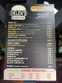 Menu du Helen’s burger à Combrit