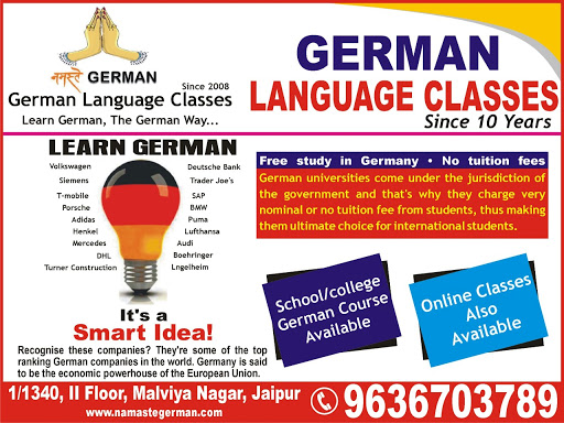 Namaste German-German Language Classes in Jaipur-Malviya Nagar-Jagatpura -pratap nagar-Jawahar Nagar