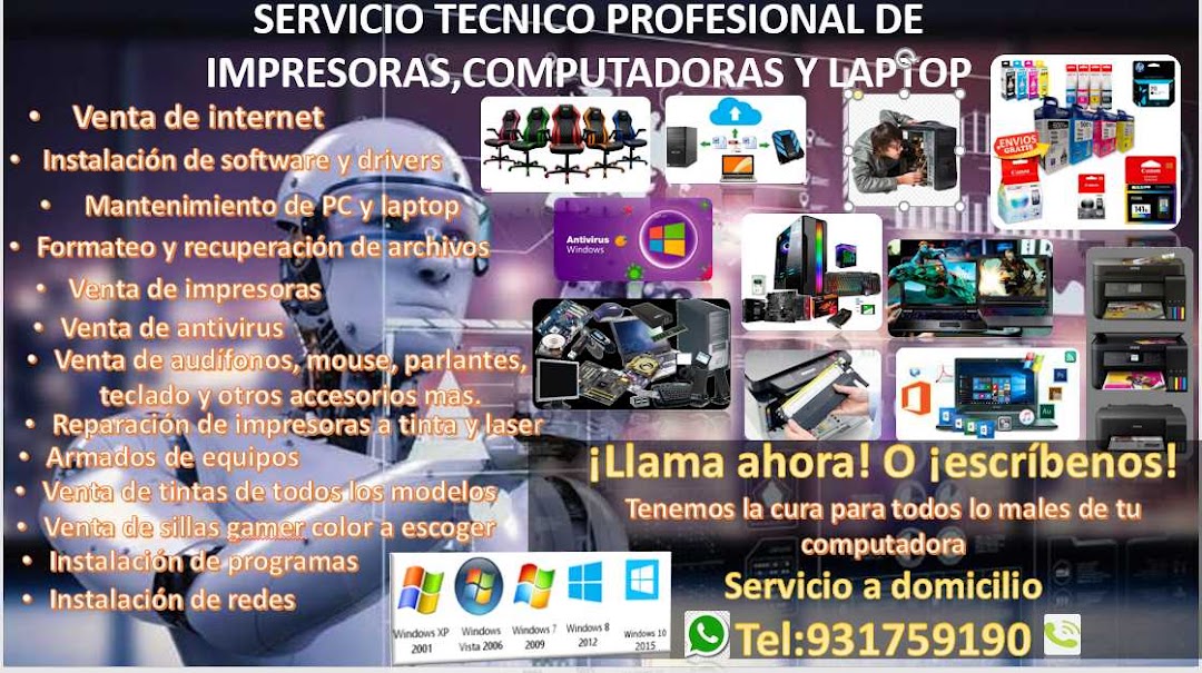 SERVICIO TECNICO PROFESIONAL DE IMPRESORAS,COMPUTADORAS Y LAPTOP