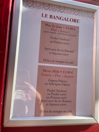 Restaurant indien Le Bangalore à Toulouse (la carte)