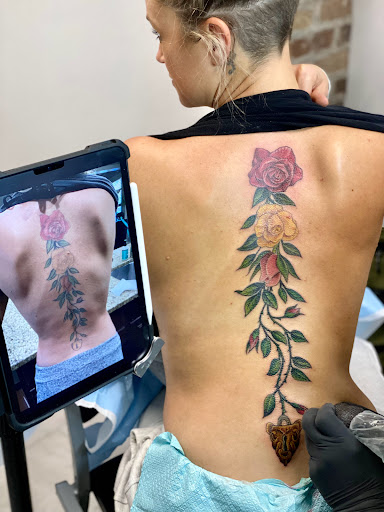 Explore tree sleeve tattoo ideas, creative tattoo ideas in Marietta, available at Sink or Swim Studio and Gallery