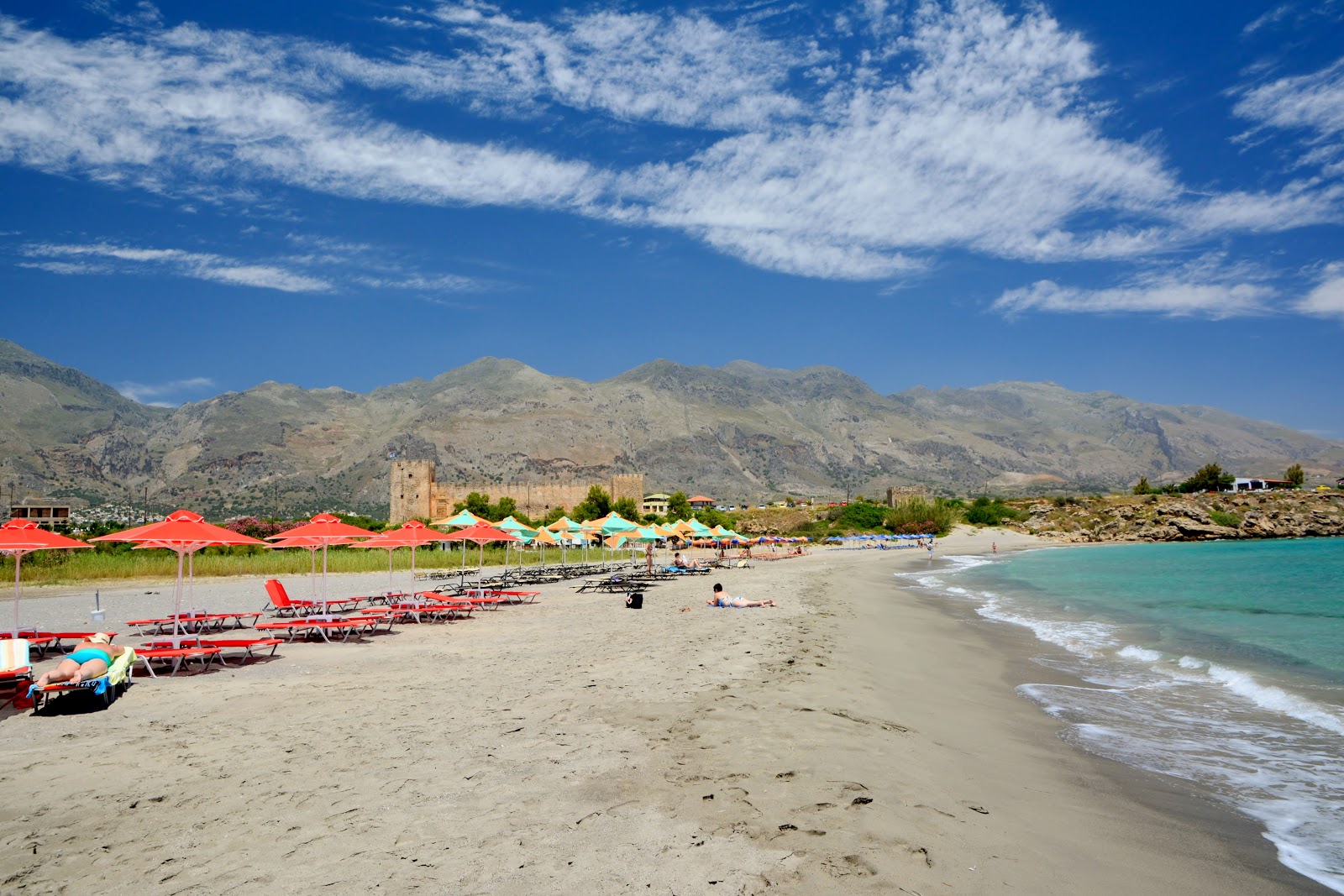 Photo of Frangokastello beach with turquoise pure water surface