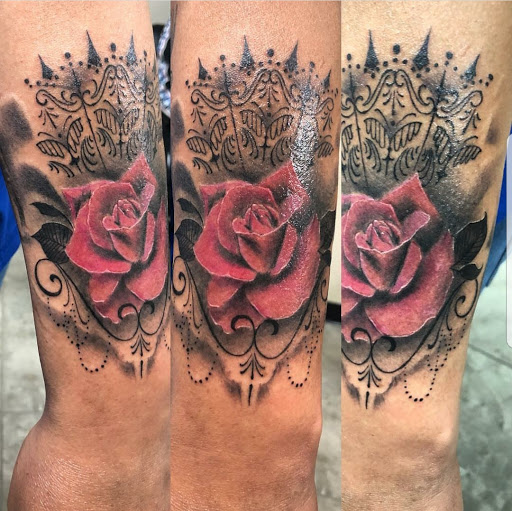 Explore outer thigh tattoo ideas, creative tattoo ideas in Phoenix, available at Grand Avenue Tattoo & Piercings