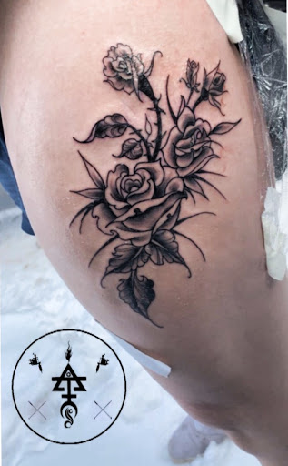 Explore black heart heart tattoo cover up ideas, creative tattoo ideas in Butte, available at Aphotic Tattoo Studio & Artistry
