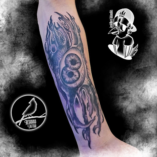 Explore sleeve tattoo fill in ideas, creative tattoo ideas in Nashville, available at RedBird Tattoo