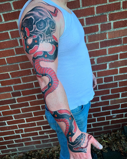 Explore map tattoo ideas, creative tattoo ideas in Strasburg, available at Champion Tattoo Company