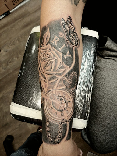 Explore anime leg tattoo ideas, creative tattoo ideas in Monroe Township, available at Ink Therapy Tattoo