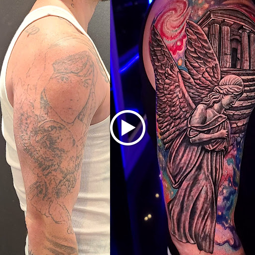 Explore red and black tattoo ideas, creative tattoo ideas in Hialeah, available at Fame Tattoos