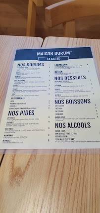 Restaurant MAISON DURUM à Boulogne-Billancourt (le menu)