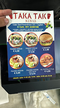 Taka Tak Kebab Halal food à Cagliari carte