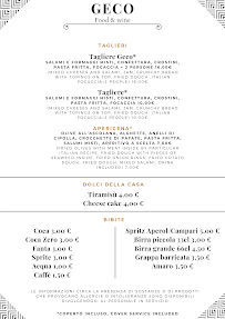 Carte du Geco FOOD & WINE à Pisa
