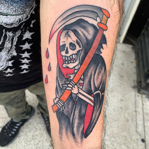 Explore surf tattoo ideas, creative tattoo ideas in Dayton, available at 33 Lions Tattoo
