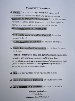 CARTE GRISE MELUN, véhicule importé, DA, changement d’adresse, cession & PLAQUES IMMATRICULATIONS minute devant la préfecture (PLAQUES SERVICES 77) ... à Melun
