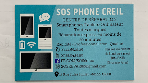 Atelier de réparation de téléphones mobiles SOS PHONE CREIL Creil