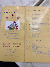 Menu / carte de Chez Shen à Paris