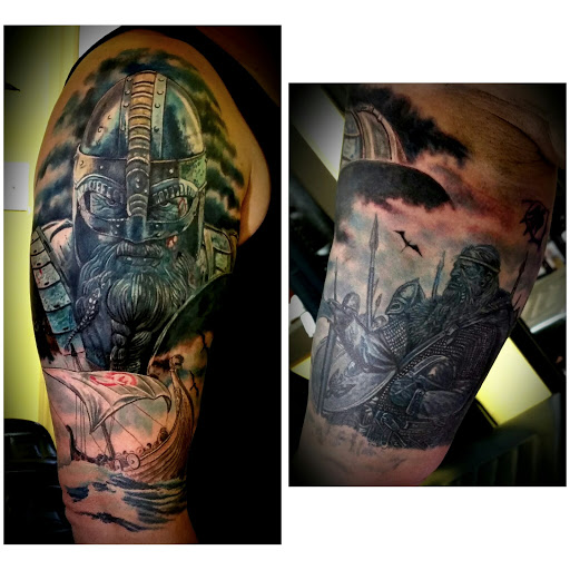 Explore mens forearm tattoo ideas, creative tattoo ideas in East Northport, available at Tormented Souls
