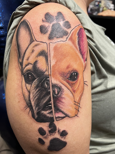 Explore thigh hip tattoo ideas, creative tattoo ideas in Anderson, available at Blvd Tattoo Co