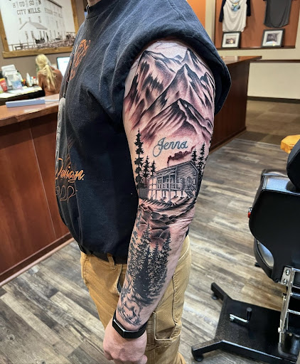 Explore arm sleeve tattoo ideas for men, creative tattoo ideas in Hudson, available at St. Croix Ink Tattoo