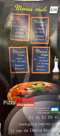 Pizza Pepino à Paris carte