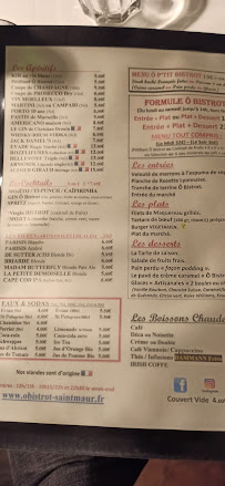Restaurant Ô Bistrot à Saint-Maur-des-Fossés (le menu)