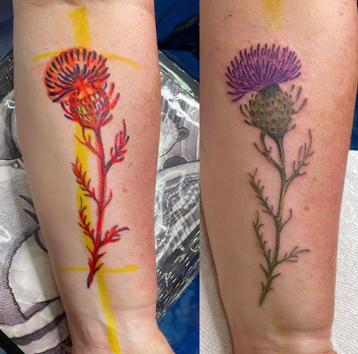 Explore women's side tattoo ideas, creative tattoo ideas in Portsmouth, available at World Famous Blue Horseshoe Tattoo and Piercing