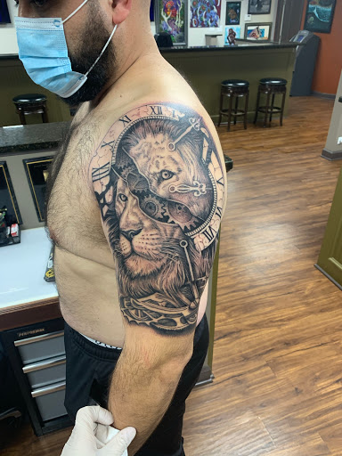 Explore sticker tattoo ideas, creative tattoo ideas in Lombard, available at New Hope Tattoo