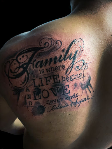 Explore family heart tattoo ideas, creative tattoo ideas in Sioux Falls, available at Starry Eyed Studio