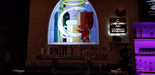 Stained glass coat of arms on the wall