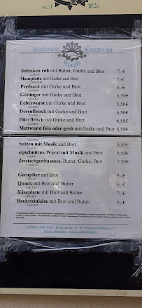 Menu du Mühlenbräu-Keller à Stegaurach