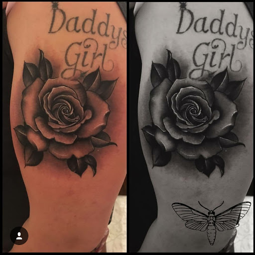 Explore son's name tattoo ideas, creative tattoo ideas in Hanford, available at Moth Art & Tattoo Collective