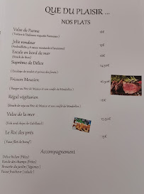 Restaurant français Le Nid de Mirabelle à Baudrémont (le menu)
