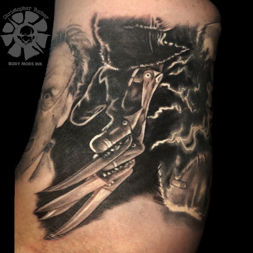 Explore mens elbow tattoo ideas, creative tattoo ideas in Sunbury, available at Body Mods