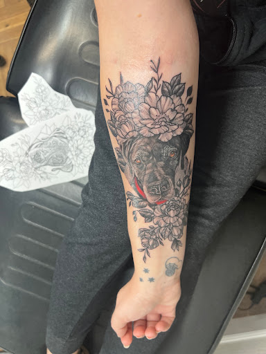 Explore leg cover up tattoo ideas, creative tattoo ideas in Peoria, available at Iron Key Tattoo Studio Inc.