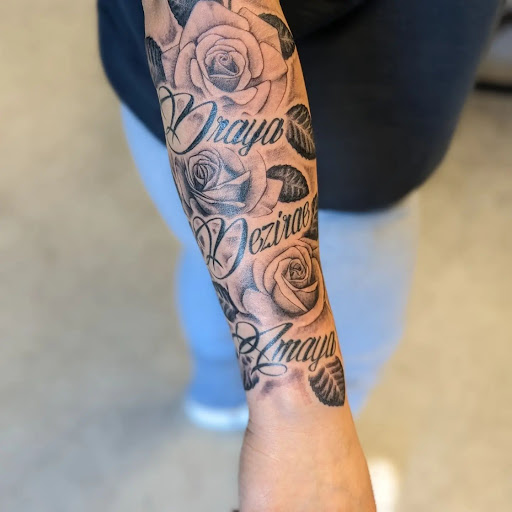 Explore neck tattoo ideas, creative tattoo ideas in Austin, available at Heath Studios & Tattoo