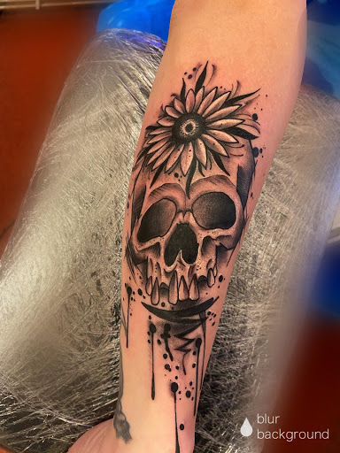 Explore skull and crossbones tattoo ideas, creative tattoo ideas in Eden, available at Slicks Tattoo Studio