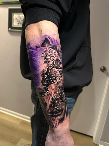 Explore viking head tattoo ideas, creative tattoo ideas in Fond Du Lac, available at Underground Ink