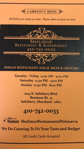 Restaurant «Shalimar Indian Dinner & Supermarket», reviews and photos, 1724 N Salisbury Blvd, Salisbury, MD 21801, USA