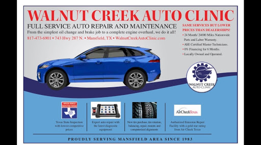 Auto Repair Shop «Walnut Creek Auto Clinic», reviews and photos, 743 U.S. 287 Frontage Rd, Mansfield, TX 76063, USA
