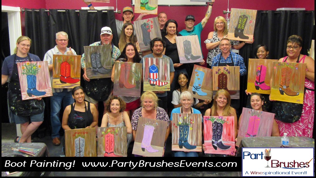Party Brushes Paint And Wine