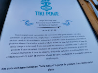 Restaurant Tiki Plage à Saint-Raphaël (la carte)