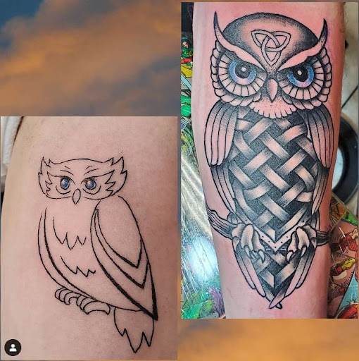Explore cute dinosaur tattoo ideas, creative tattoo ideas in Fort Worth, available at Twisted Ink