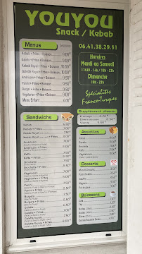 Menu / carte de Youyou food-truck à Gençay