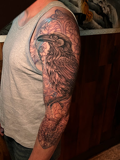 Explore tree sleeve tattoo ideas, creative tattoo ideas in Hudson, available at The Bohemian Social Club