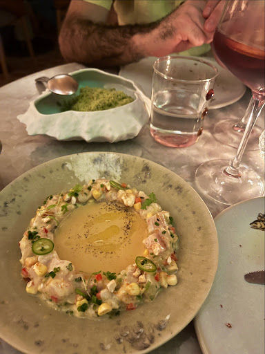 Fluke crudo 
Ensaladilla de cangrejo 🦀 