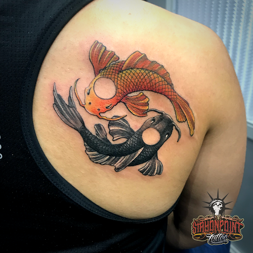 Explore good and evil tattoo ideas, creative tattoo ideas in Long Island City, available at StayOnPoint Tattoo Studio