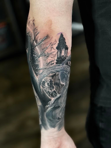 Explore tramp tattoo ideas, creative tattoo ideas in Deerfield Beach, available at Black Rose Tattoo Studio