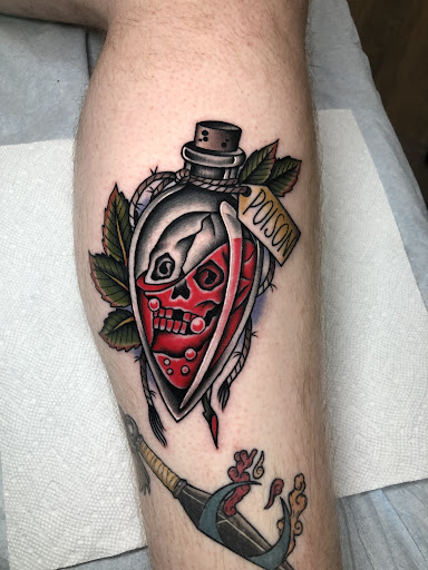 Explore barber pole tattoo ideas, creative tattoo ideas in Oakwood, available at Victory Tattoo Co