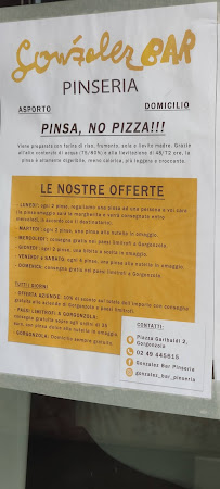 Gonzalez Bar Pinseria à Gorgonzola menu
